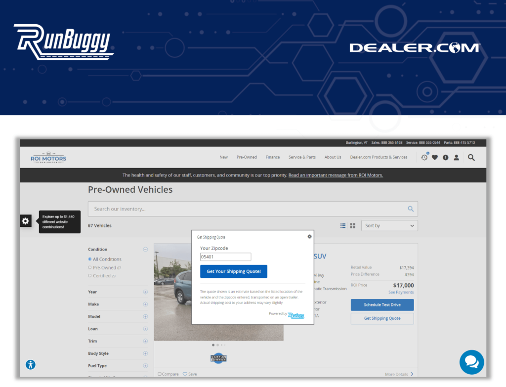 RunBuggy integrates with Dealer.com